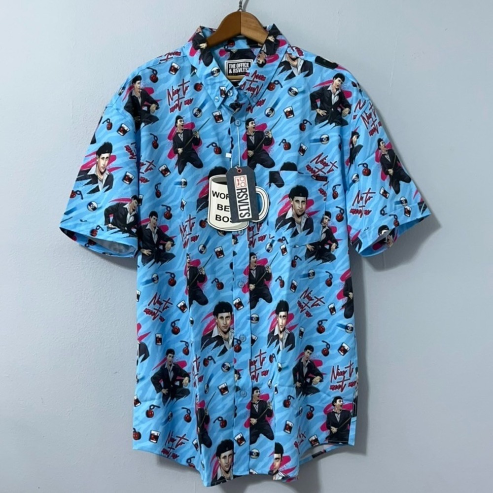 RSVLTS The Office Shirt Men XL Date Mike Series 2 Blue‎ Michael Scott NWT